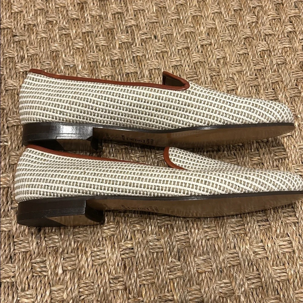 NEW Stubbs & Wootton Woven Cream and Tan flats/loafers - Picture 4 of 9